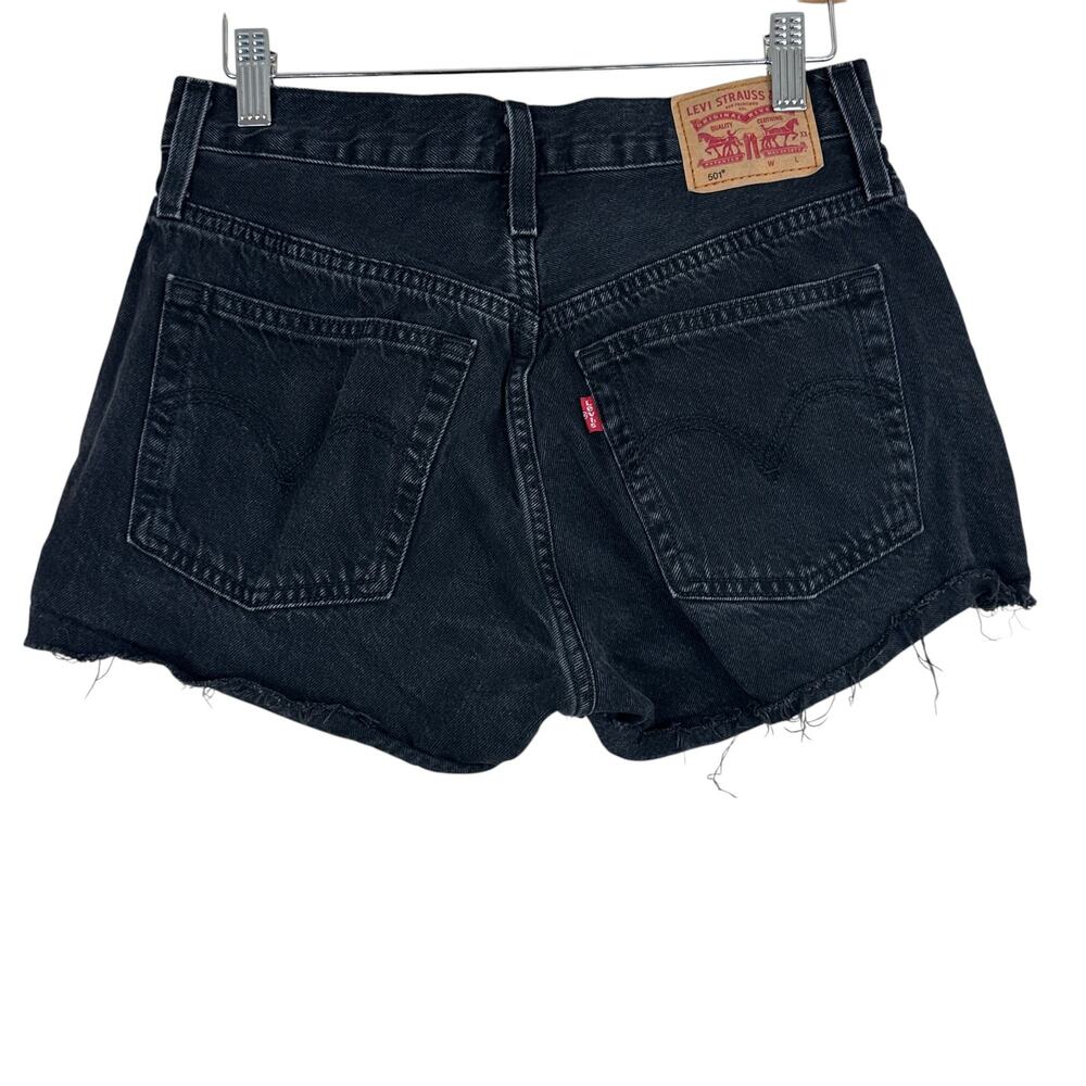 Levi's 501 Jean Shorts Womens 26 Black High Waisted Distressed Retro 90s Grunge - Picture 3 of 6